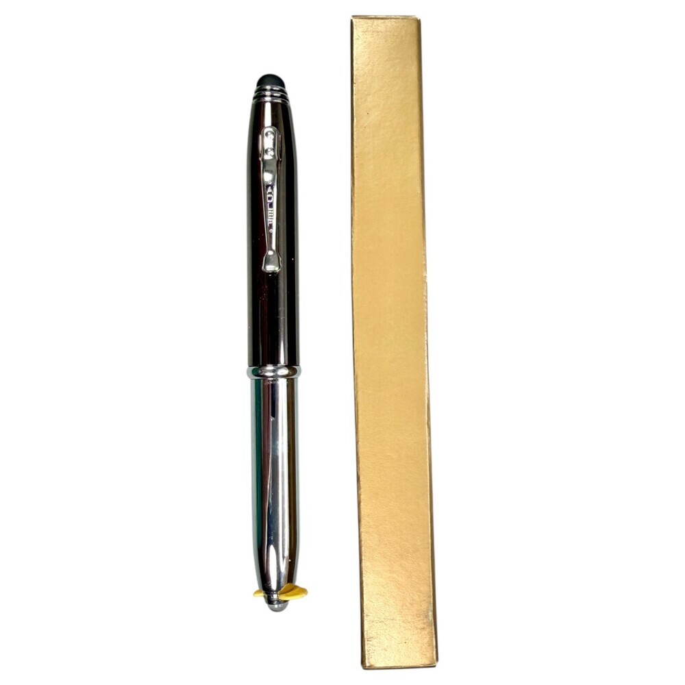 Adler LED Lighted Tip & Stylus Ballpoint Pen Metal Chrome w/Advertising